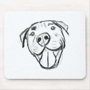 Mousepad desenho pitbull simples amantes de cães preto bran