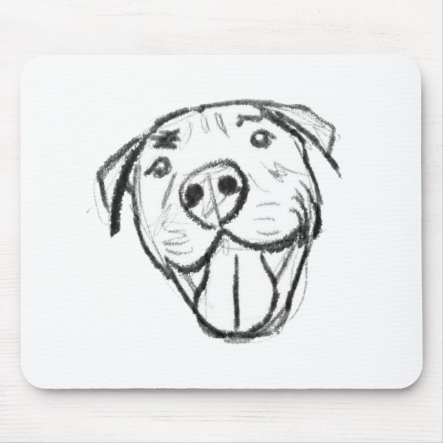 Mousepad desenho pitbull simples amantes de cães preto bran (Frente)