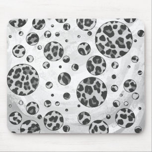 Mousepad Desenho Preto e Branco de Leopardo com Bolinhas