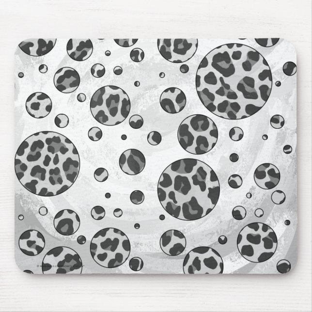 Mousepad Desenho Preto e Branco de Leopardo com Bolinhas (Frente)