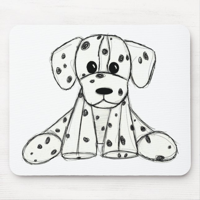 Mousepad Desenho simples de um cão dalmata de pelúcia em pr (Frente)