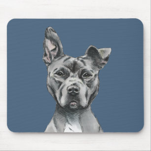 Mousepad Desenho Stalky cinzento do cão do pitbull