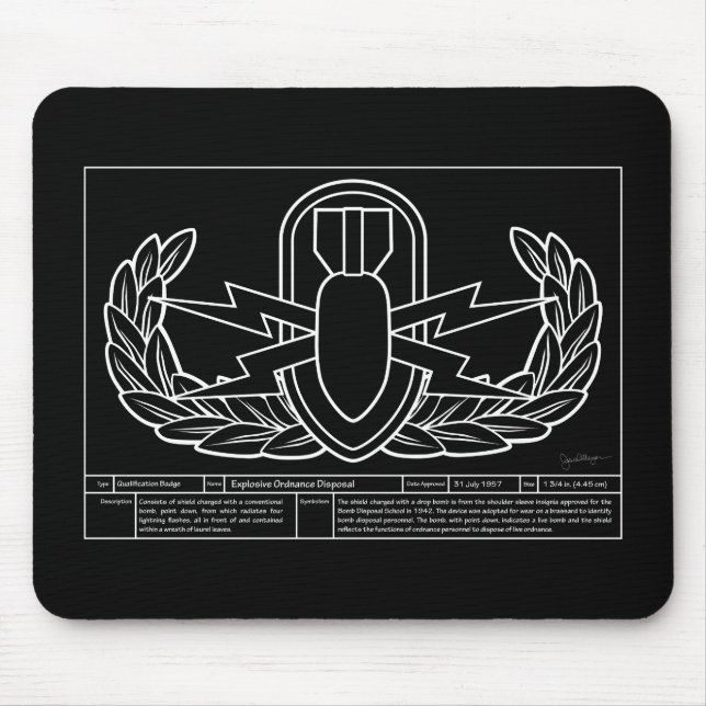 Mousepad Desenho técnico EOD branco (Frente)