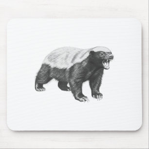Mousepad Desenho Vintage de Texugo-Mel Realista Arte de Ani