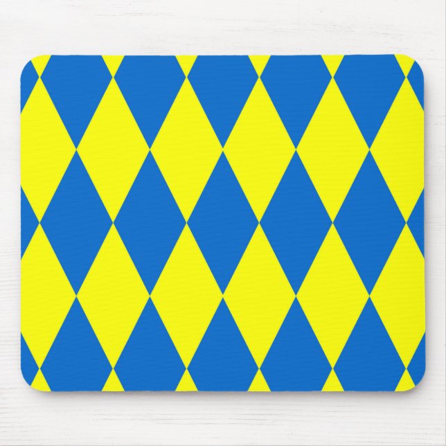Mousepad Desenho Xadrez Arlequim Amarelo Azul (Frente)