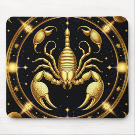 Mousepad Desenho Zodíaco Escorpião Dourado