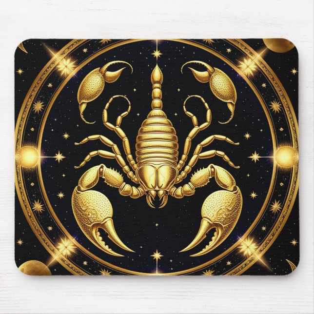 Mousepad Desenho Zodíaco Escorpião Dourado (Frente)