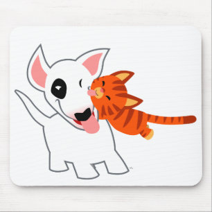 Mousepad Desenhos animados bonitos bull terrier e gatinho