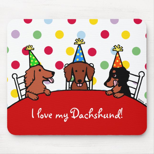 Mousepad Desenhos animados do aniversário do Dachshund (Frente)