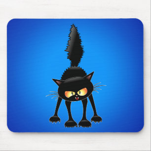 Mousepad Desenhos animados ferozes engraçados do gato pret