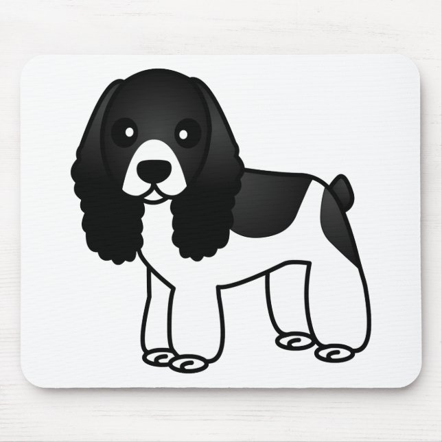 Mousepad Desenhos animados preto e branco bonitos de cocker (Frente)