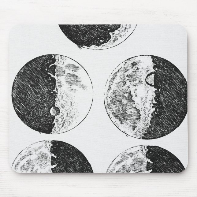 Mousepad Desenhos de Galileu das fases da lua (Frente)