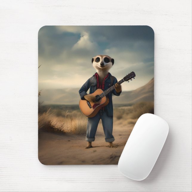 Mousepad Desert Blues: Um dama de guitarra Denim Meerkat, (Com mouse)