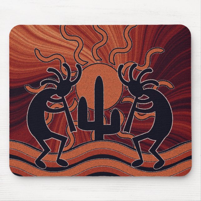 Mousepad Desert Sun Cactus Kokopelli Sudoeste (Frente)