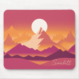 Mousepad Desert Sun Mountain Peaks Ilustração da Paisagem