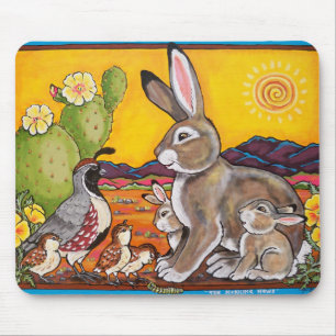 Mousepad Deserto Vida Selvagem Coelho Amarelo Amarelo Cacto