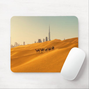 Mousepad Desertos Vista Skyline do Dubai com Camelos