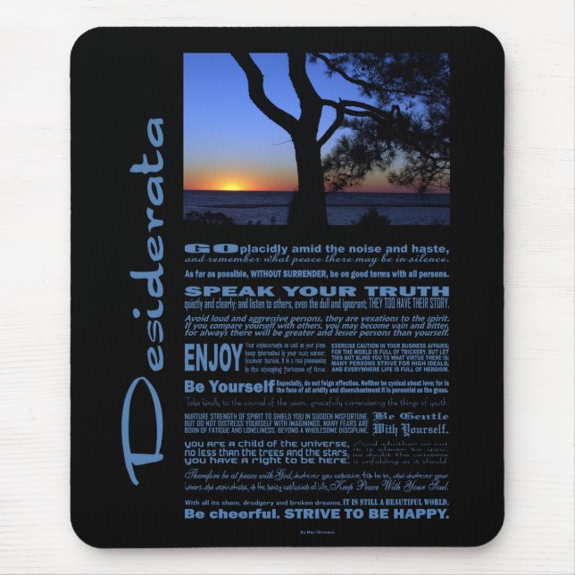 Mousepad Desiderata Poem Linda Árvore Sunset #1 (Frente)