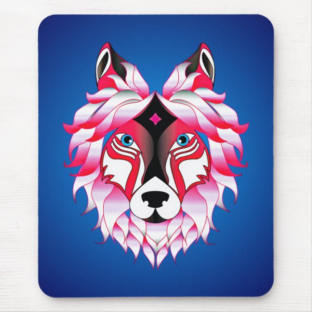 Mousepad Design- 24631 Pink Wolf Head (Frente)
