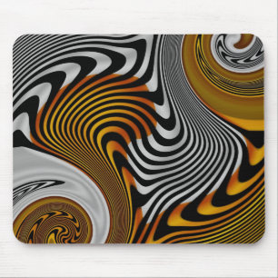 Mousepad Design Abstrato de Prata Preta Laranja