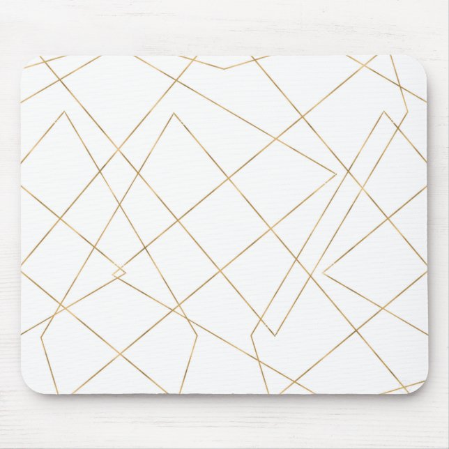 Mousepad Design abstrato de traços geométricos Dourados mod (Frente)