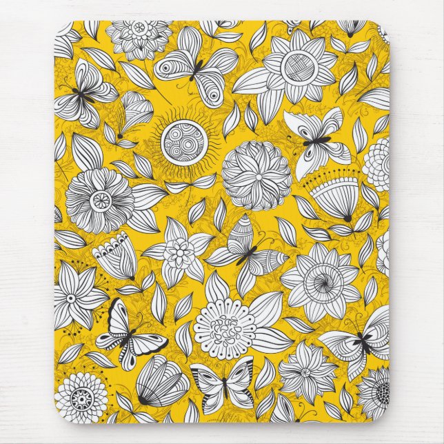 Mousepad Design abstrato floral branco-esbranquiçado (Frente)