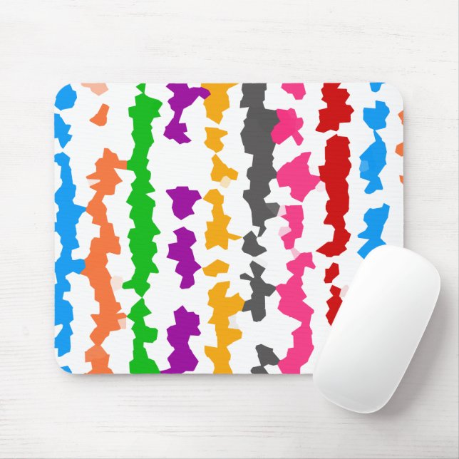 Mousepad Design Abstrato Irregular Colorido Branco (Com mouse)