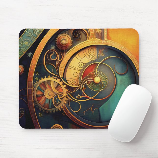 Mousepad Design Abstrato Relógio a Vapor (Com mouse)