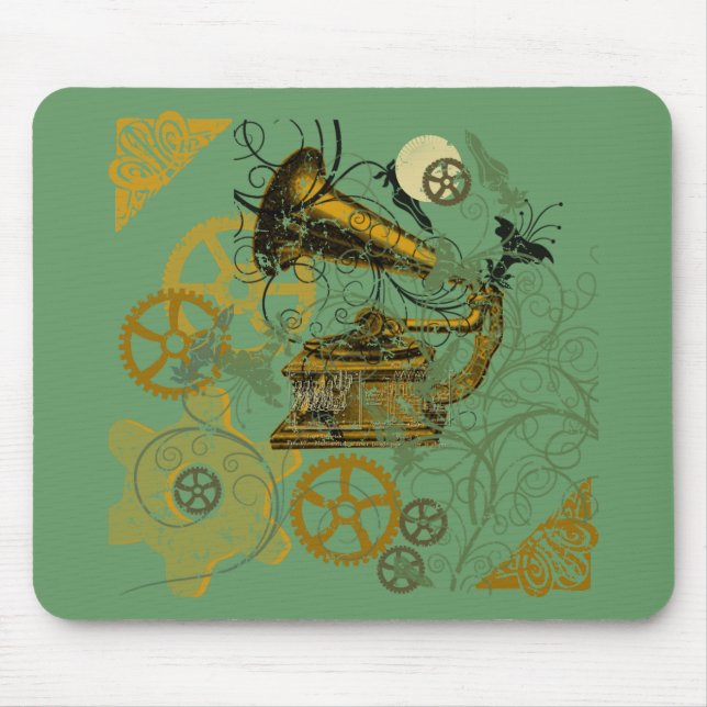 Mousepad Design afligido de Steampunk do olhar (Frente)