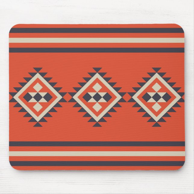 Mousepad Design asteca em cor laranja, bege e azul (Frente)
