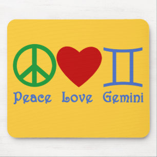 Mousepad Design astrológico dos Gêmeos do amor da paz
