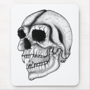 Mousepad Design branco e preto do crânio do vampiro