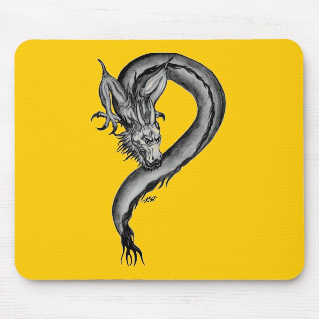 Mousepad Design branco e preto do dragão (Frente)