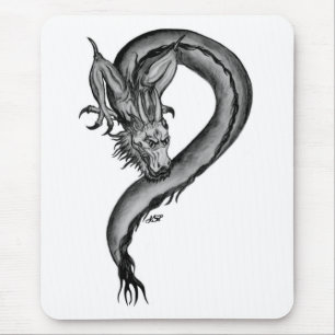 Mousepad Design branco e preto do dragão