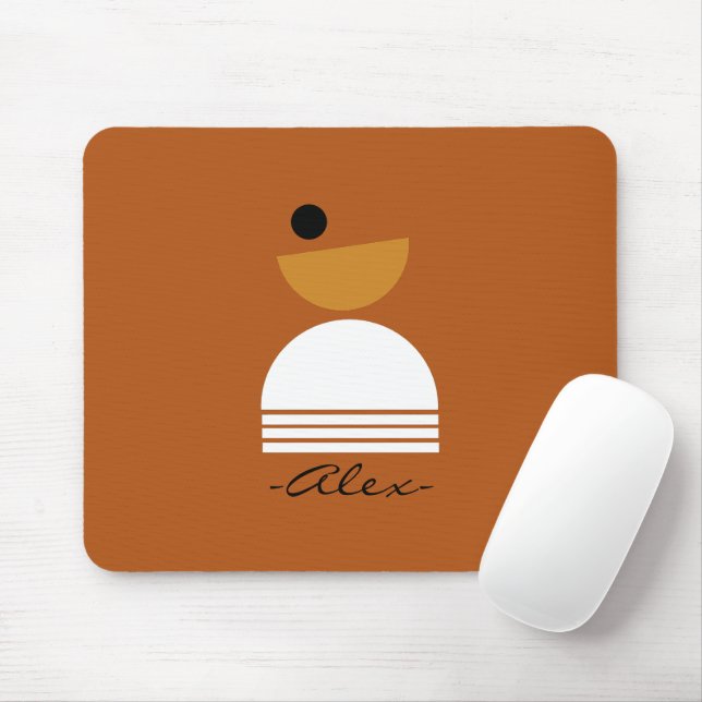 Mousepad Design Castanho-abstrato Mo, mínimo, monograma mod (Com mouse)