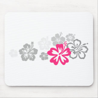 Mousepad Design cinzento e cor-de-rosa do hibiscus