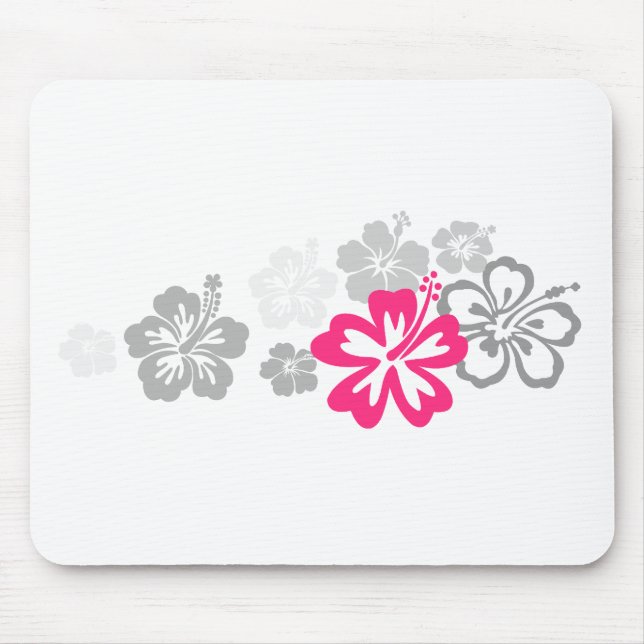 Mousepad Design cinzento e cor-de-rosa do hibiscus (Frente)