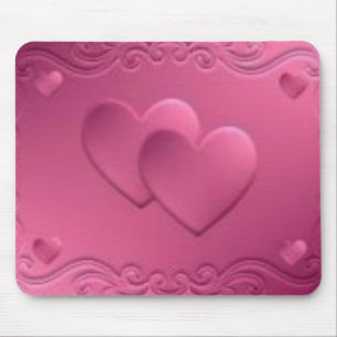 Mousepad design cor-de-rosa com 2 corações