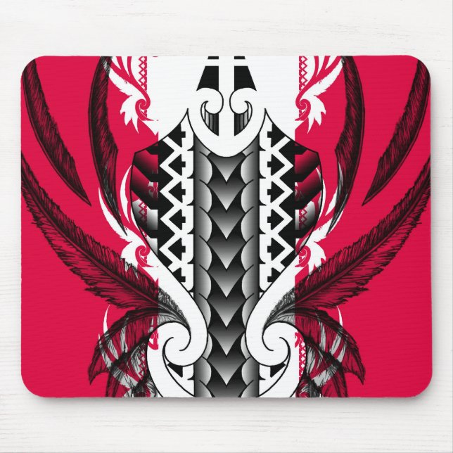 Mousepad Design cor-de-rosa na moda do tatuagem com tribals (Frente)