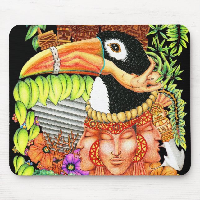 Mousepad Design da arte da fantasia de Toucan (Frente)