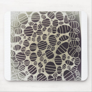 Mousepad Design de abstrato preto e branco redondo