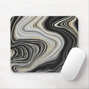 Mousepad Design de Agate Preto e Dourado