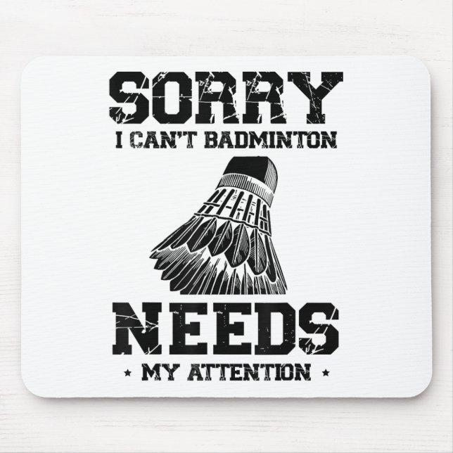 Mousepad Design de Amor de Raquete de Jogador de Badminton  (Frente)