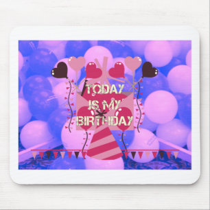 Mousepad Design de Aniversário Festivo: Hoje é meu Aniversá