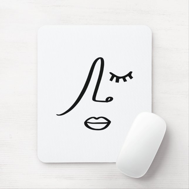 Mousepad Design de Arte Moderna Face Abstrata Minimalista (Com mouse)