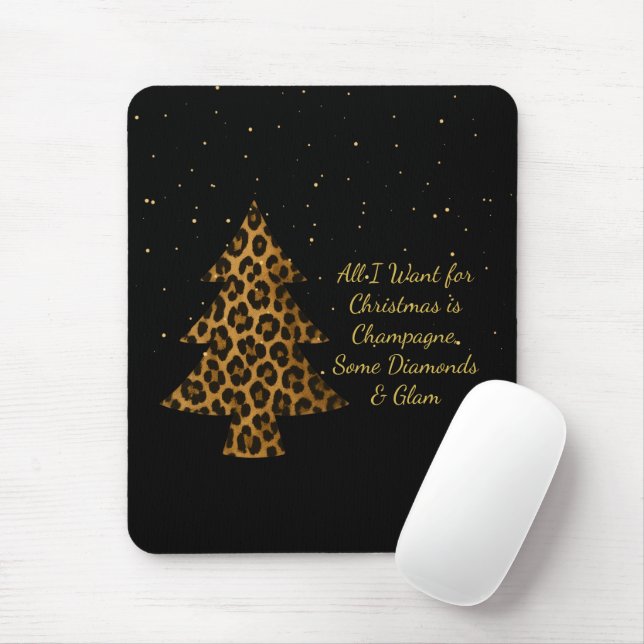 Mousepad Design de árvore de Natal com onça chic para feria (Com mouse)
