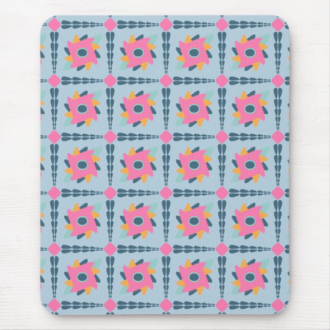 Mousepad Design de Azulejo Geométrico Vibrante (Frente)