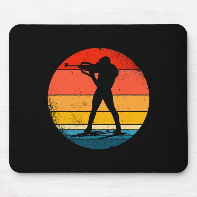 Mousepad Design de Biatlo Retro Biatlo Biathle de Esqui Cru (Frente)