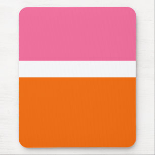 Mousepad Design de Bloco de Cor Laranja Branco Cor Simples