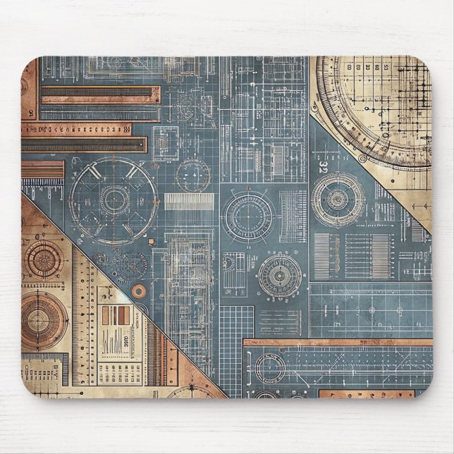 Mousepad Design de Blueprint - Decor do arquiteto (Frente)